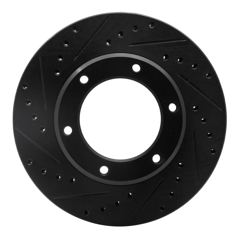 R1 Concepts 633-76110L, R1 90-92 Toyota Land Cruiser Front Left Drilled & Slotted Black Brake Rotor