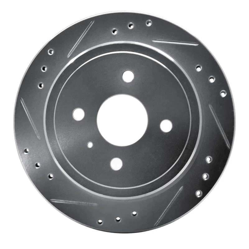R1 Concepts 631-37002L, R1 83-89 Isuzu Impulse Rear Left Drilled & Slotted Silver Brake Rotor