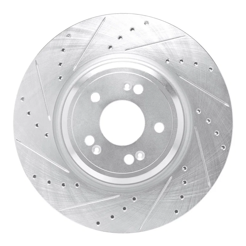 R1 Concepts 631-10008L, R1 21-25 Genesis GV70 Front Left Drilled & Slotted Silver Brake Rotor