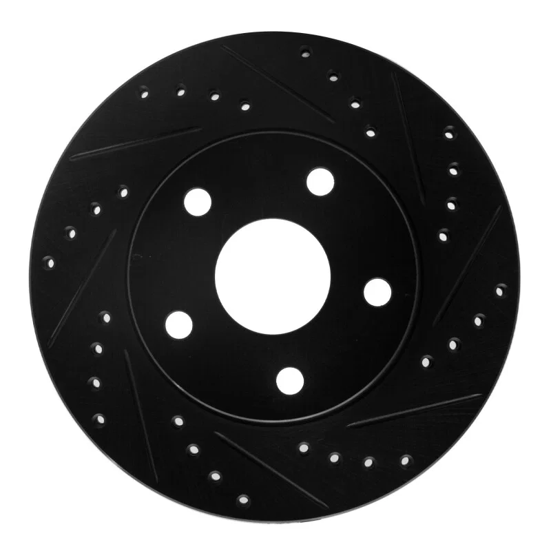 R1 Concepts 633-76111R, R1 91-96 Toyota Previa Front Right Drilled & Slotted Black Brake Rotor