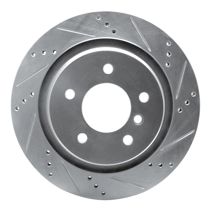 R1 Concepts 631-31034D, R1 95-99 BMW M3 E36 Left Rear Drilled & Slotted Silver Brake Rotor