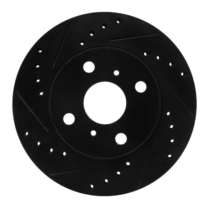 R1 Concepts 633-76021L, R1 85-88 Chevrolet Nova Front Left Drilled & Slotted Black Brake Rotor