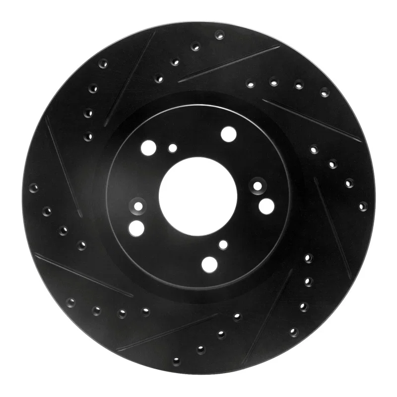 R1 Concepts 633-59045L, R1 02-15 Acura CSX Front Left Drilled & Slotted Black Brake Rotor