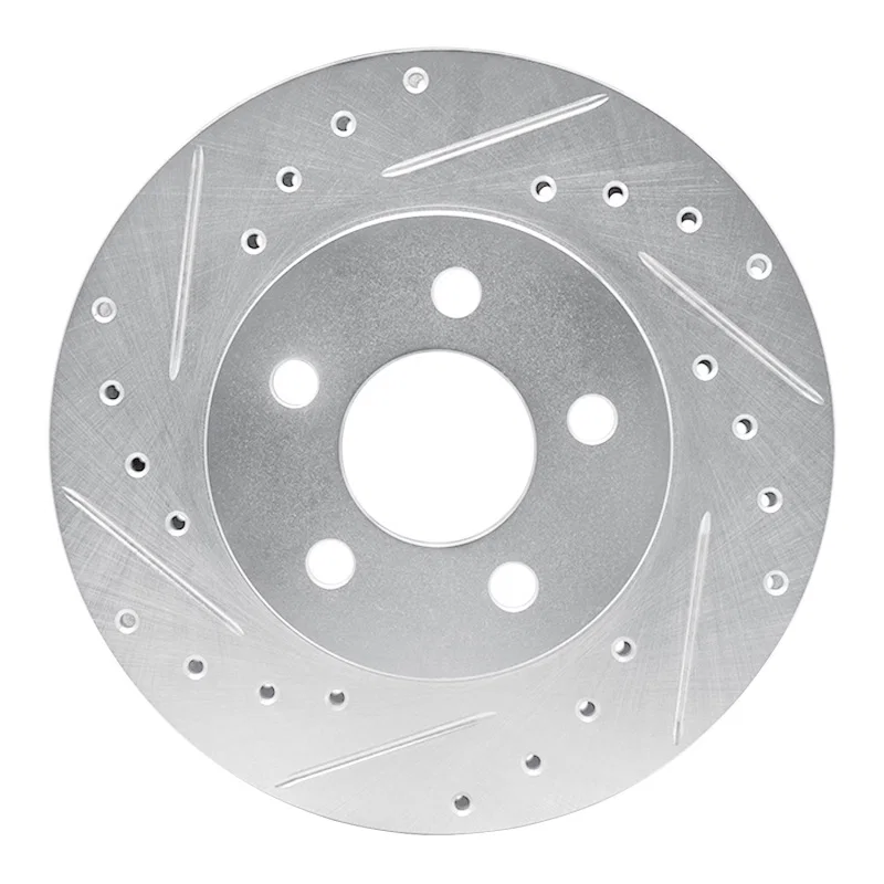 R1 Concepts 631-40080L, R1 96-00 Chrysler Town & Country Front Left Drilled & Slotted Silver Brake Rotor
