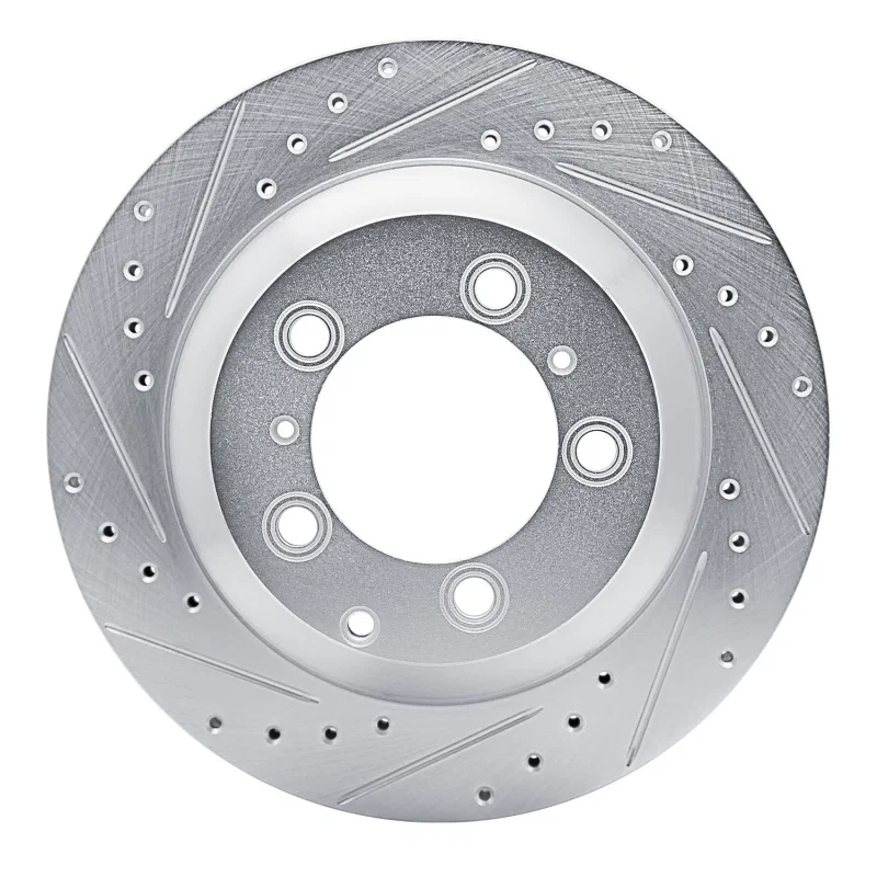 R1 Concepts 631-02130L, R1 19-23 Porsche CAYENNE Rear Left Drilled & Slotted Silver Brake Rotor