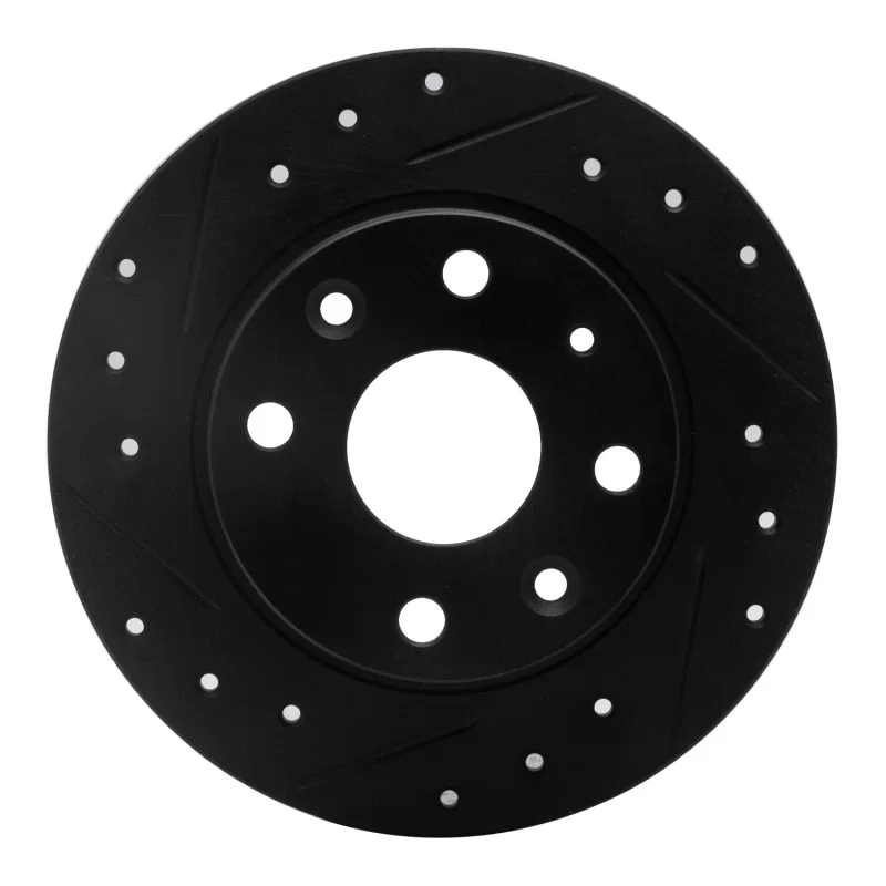 R1 Concepts 633-80023L, R1 90-93 Mazda Miata Rear Left Drilled & Slotted Black Brake Rotor