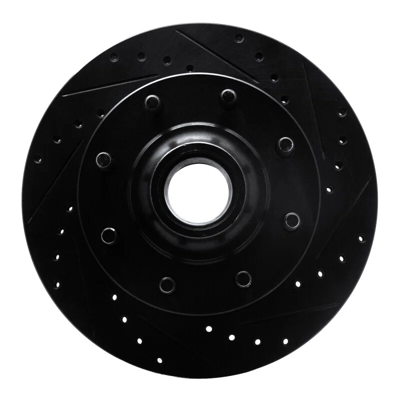 R1 Concepts 633-48021R, R1 93-95 Chevrolet G30 Front Right Drilled & Slotted Black Brake Rotor