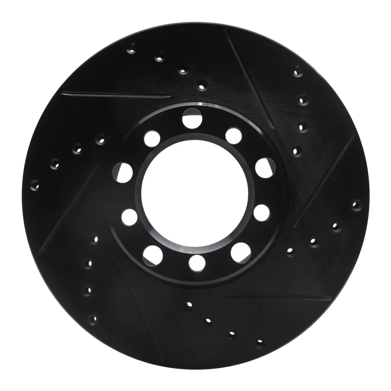 R1 Concepts 633-63008R, R1 79-85 Mercedes-Benz 380SEL Front Right Drilled & Slotted Black Brake Rotor