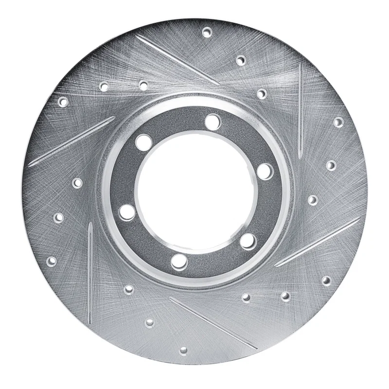 R1 Concepts 631-72047R, R1 79-86 Dodge D50 Front Right Drilled & Slotted Silver Brake Rotor