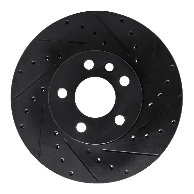R1 Concepts 633-74046R, R1 01-03 Volkswagen EuroVan Front Right Drilled & Slotted Black Brake Rotor