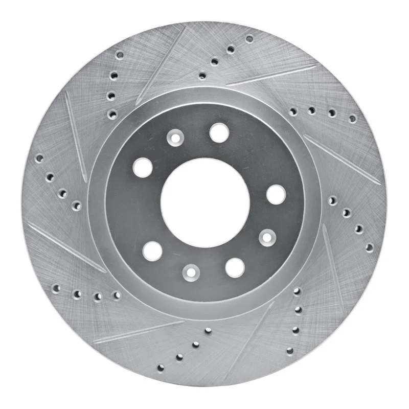 R1 Concepts 631-46012L, R1 03-07 Cadillac CTS Front Left Drilled & Slotted Silver Brake Rotor