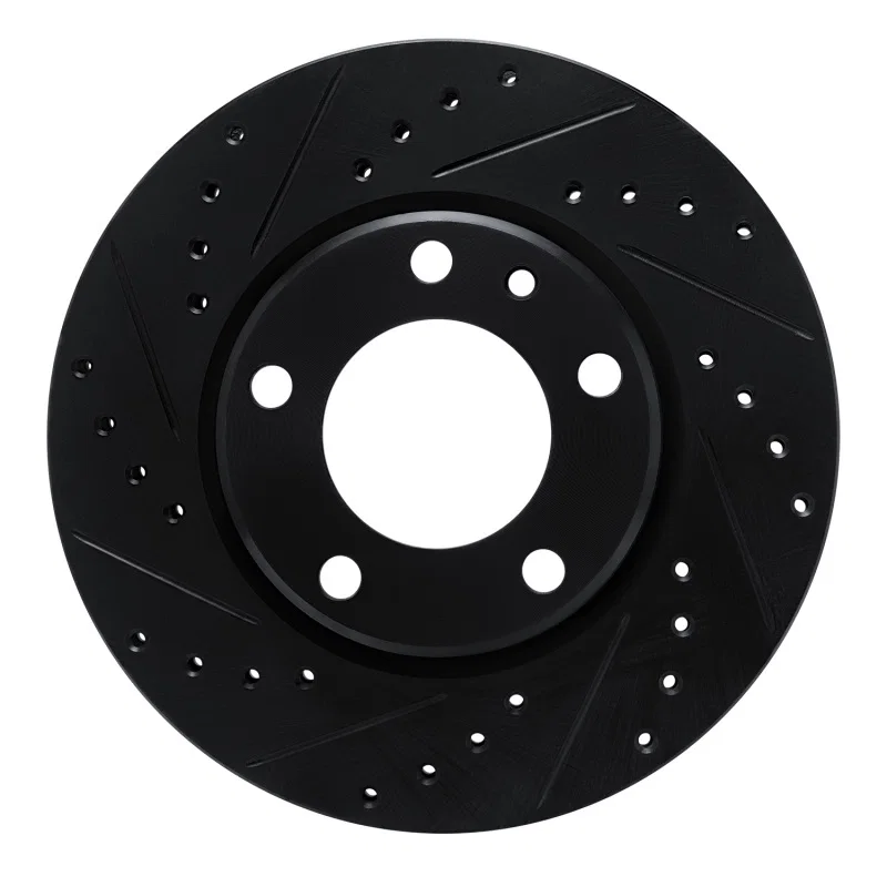R1 Concepts 633-31022L, R1 88-91 BMW M3 Front Left Drilled & Slotted Black Brake Rotor