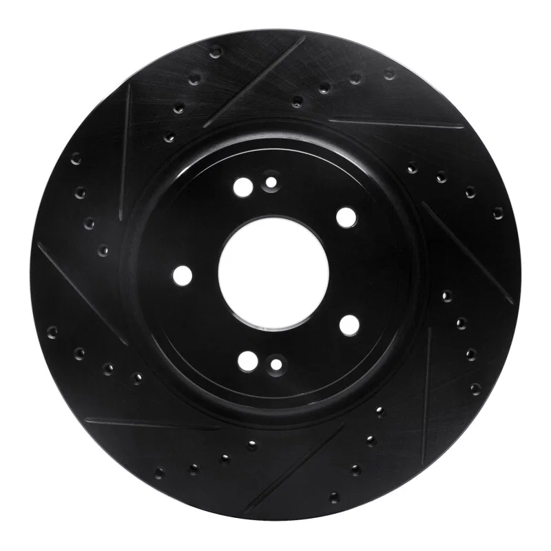 R1 Concepts 633-21040L, R1 18-23 Genesis G70 Front Left Drilled & Slotted Black Brake Rotor
