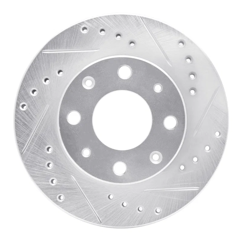 R1 Concepts 631-59005R, R1 84-06 Honda Insight Front Right Drilled & Slotted Silver Brake Rotor