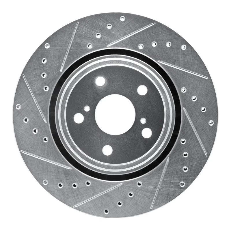 R1 Concepts 631-76138L, R1 08-21 Lexus NX200T Front Left Drilled & Slotted Silver Brake Rotor