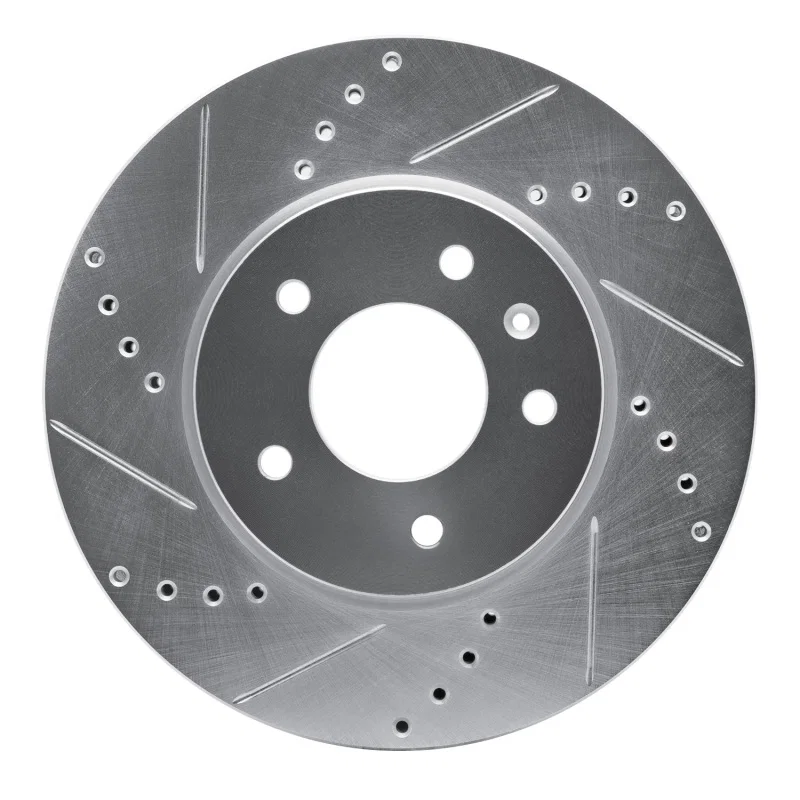 R1 Concepts 631-47070L, R1 07-15 Chevrolet CAPTIVA Front Left Drilled & Slotted Silver Brake Rotor