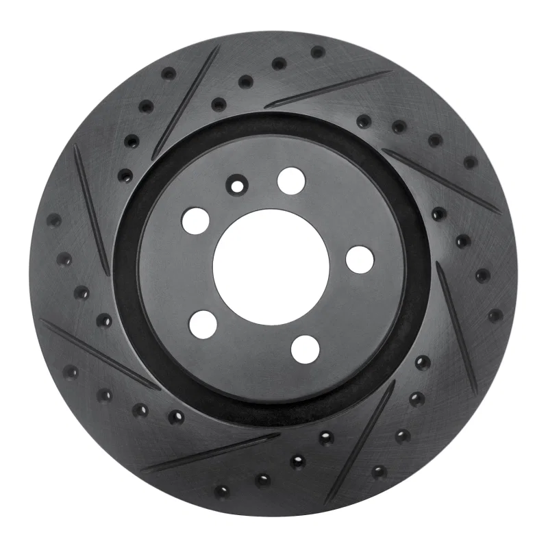 R1 Concepts 633-74009L, R1 92-95 Volkswagen Jetta Sedan Front Left Drilled & Slotted Black Brake Rotor