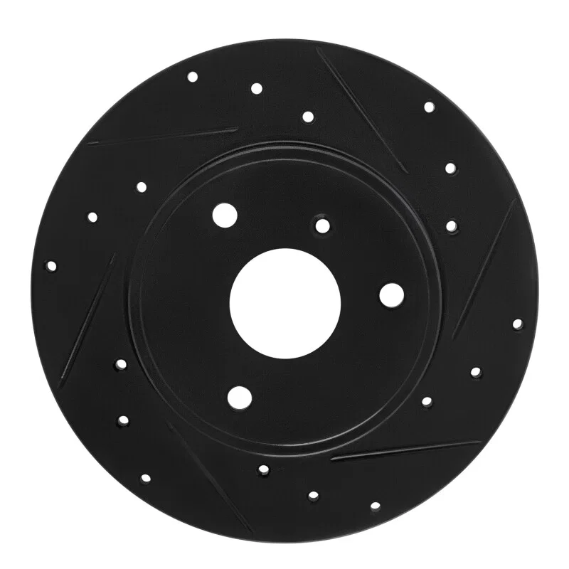 R1 Concepts 633-63090R, R1 05-16 Smart Fortwo Front Right Drilled & Slotted Black Brake Rotor