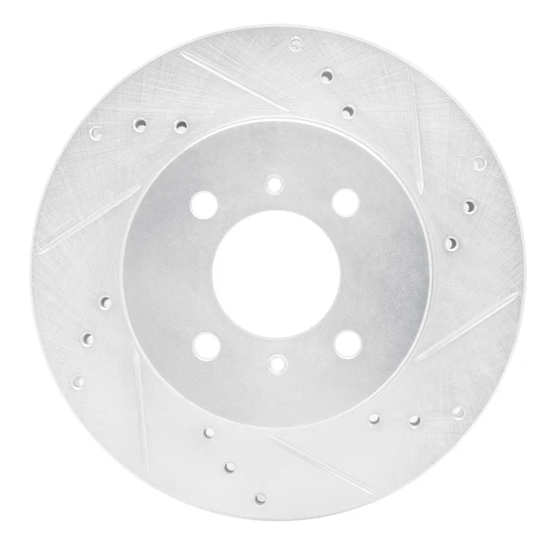 R1 Concepts 631-72033R, R1 98-07 Mitsubishi Lancer Front Right Drilled & Slotted Silver Brake Rotor