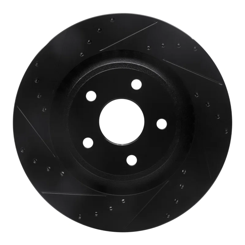 R1 Concepts 633-42002L, R1 06-10 Jeep Grand Cherokee Front Left Drilled & Slotted Black Brake Rotor
