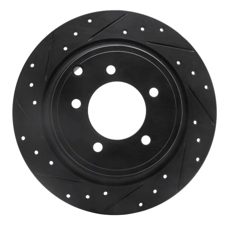 R1 Concepts 633-39024L, R1 07-17 Chrysler 200 Rear Left Drilled & Slotted Black Brake Rotor