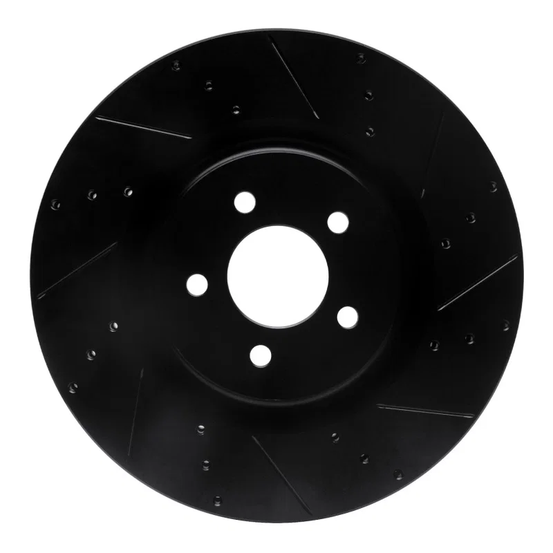 R1 Concepts 633-54060R, R1 07-14 Ford Mustang Front Right Drilled & Slotted Black Brake Rotor