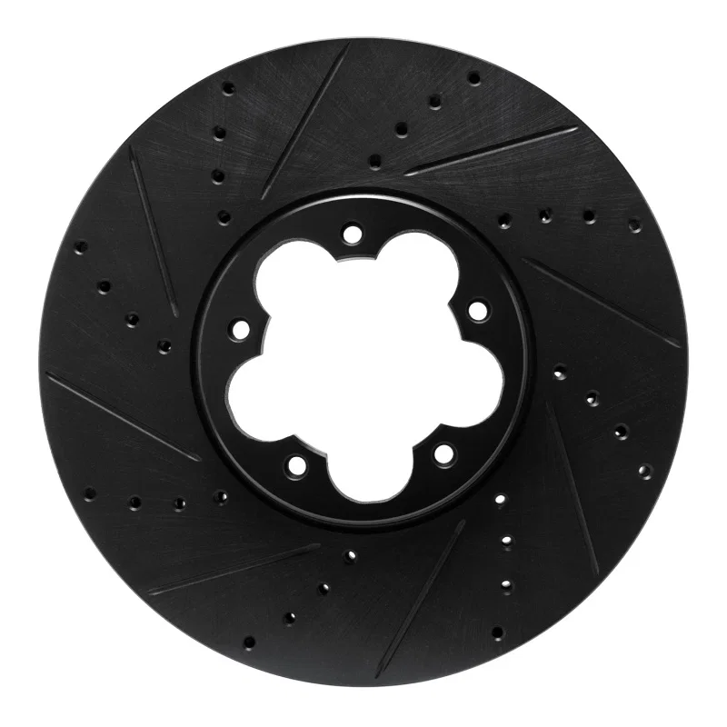 R1 Concepts 633-54270L, R1 2020-2025 Ford Transit-350/SRW Front Left Drilled & Slotted Black Brake Rotor