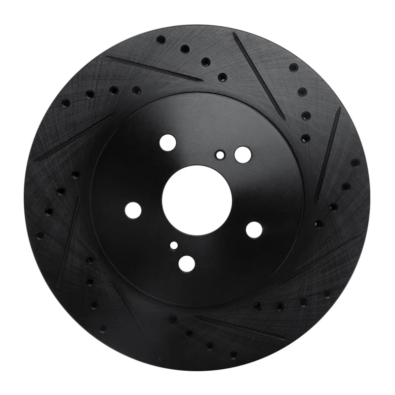 R1 Concepts 633-76129R, R1 04-09 Lexus RX350 Front Right Drilled & Slotted Black Brake Rotor