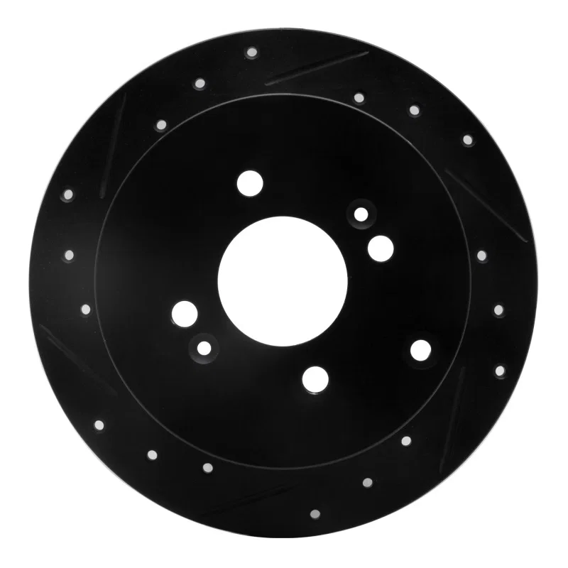 R1 Concepts 633-03002L, R1 06-12 Dodge Attitude (Mexico) Rear Left Drilled & Slotted Black Brake Rotor
