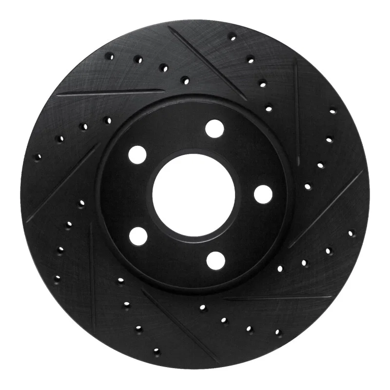 R1 Concepts 633-54217R, R1 10-13 Ford Transit Connect Front Right Drilled & Slotted Black Brake Rotor