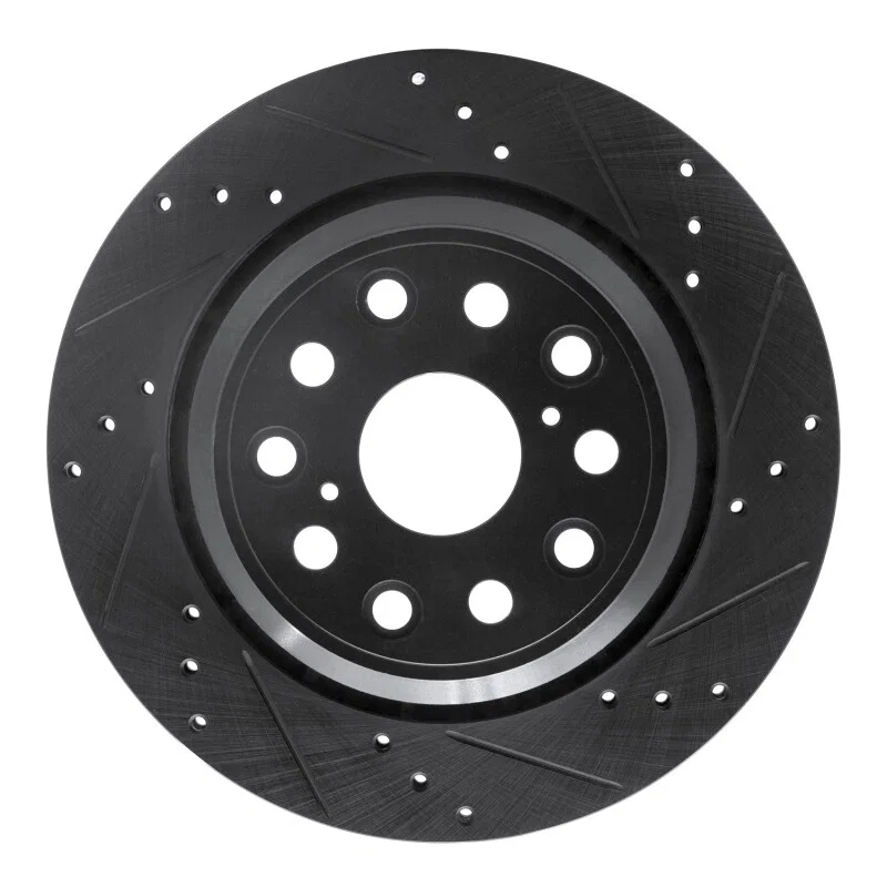 R1 Concepts 633-75018R, R1 07-17 Lexus LS460 Rear Right Drilled & Slotted Black Brake Rotor
