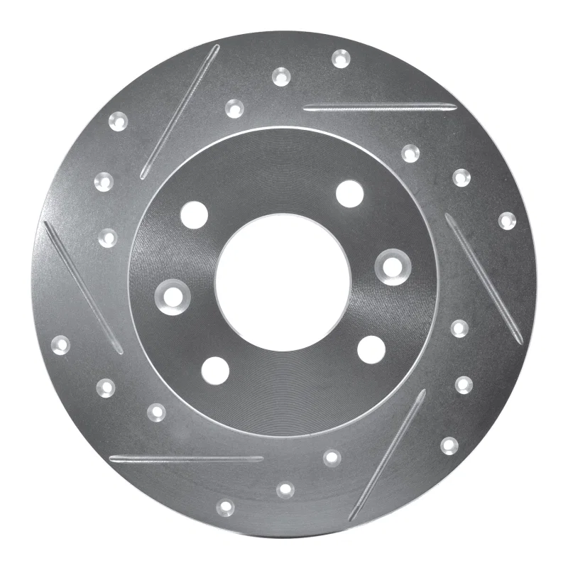 R1 Concepts 631-23004L, R1 81-83 Renault R18I Front Left Drilled & Slotted Silver Brake Rotor