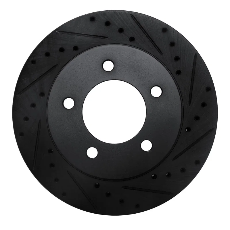 R1 Concepts 633-54176R, R1 97-02 Ford Expedition Front Right Drilled & Slotted Black Brake Rotor