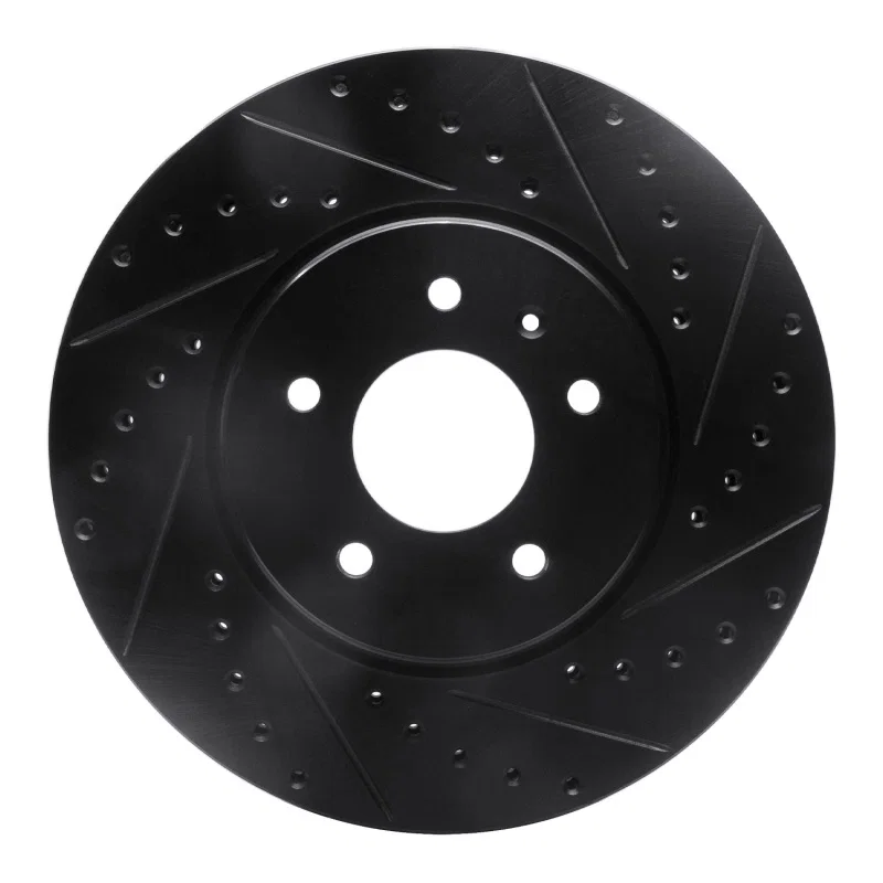 R1 Concepts 633-46028R, R1 09-11 Cadillac STS Front Right Drilled & Slotted Black Brake Rotor