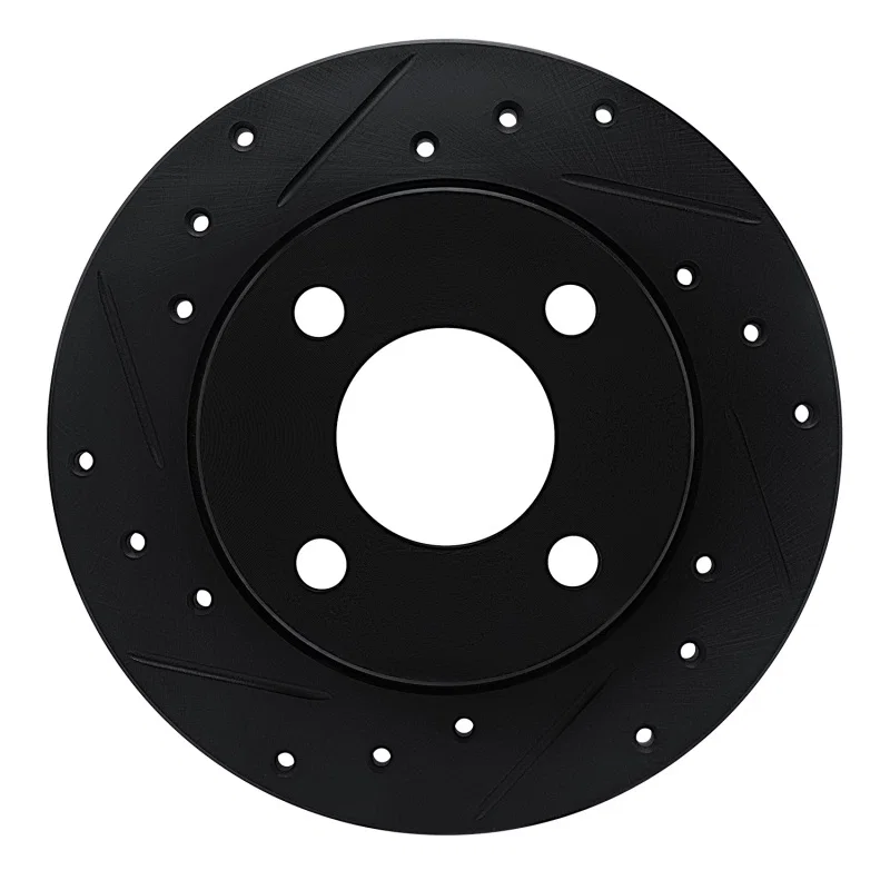 R1 Concepts 633-40021L, R1 78-90 Dodge Omni Front Left Drilled & Slotted Black Brake Rotor
