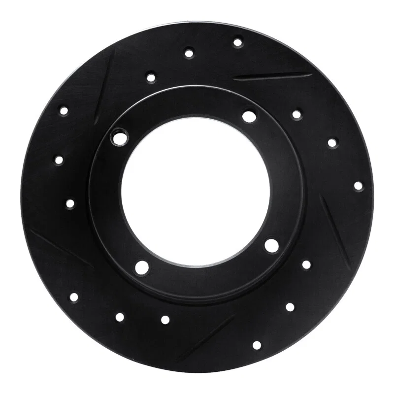 R1 Concepts 633-59000L, R1 73-79 Honda Civic Front Left Drilled & Slotted Black Brake Rotor