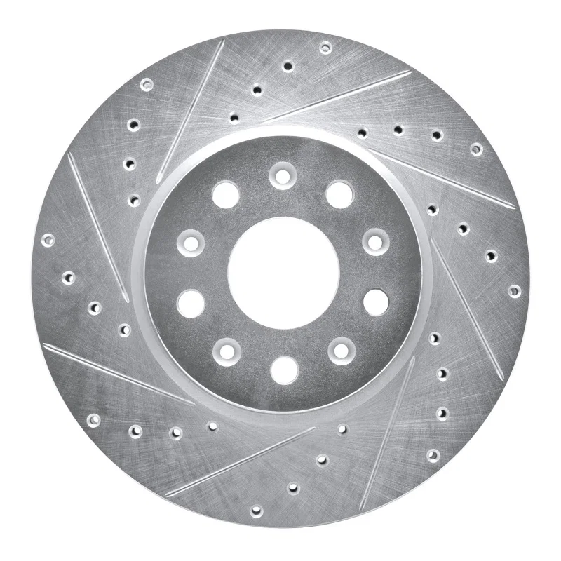 R1 Concepts 631-47055L, R1 16-25 Cadillac CT5 Front Left Drilled & Slotted Silver Brake Rotor