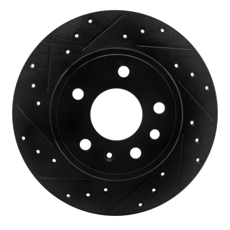 R1 Concepts 633-65010L, R1 97-08 Chevrolet ASTRA (Mexico) Rear Left Drilled & Slotted Black Brake Rotor