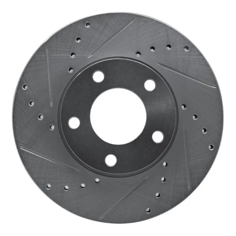 R1 Concepts 631-80041L, R1 04-13 Mazda 3 Front Left Drilled & Slotted Silver Brake Rotor