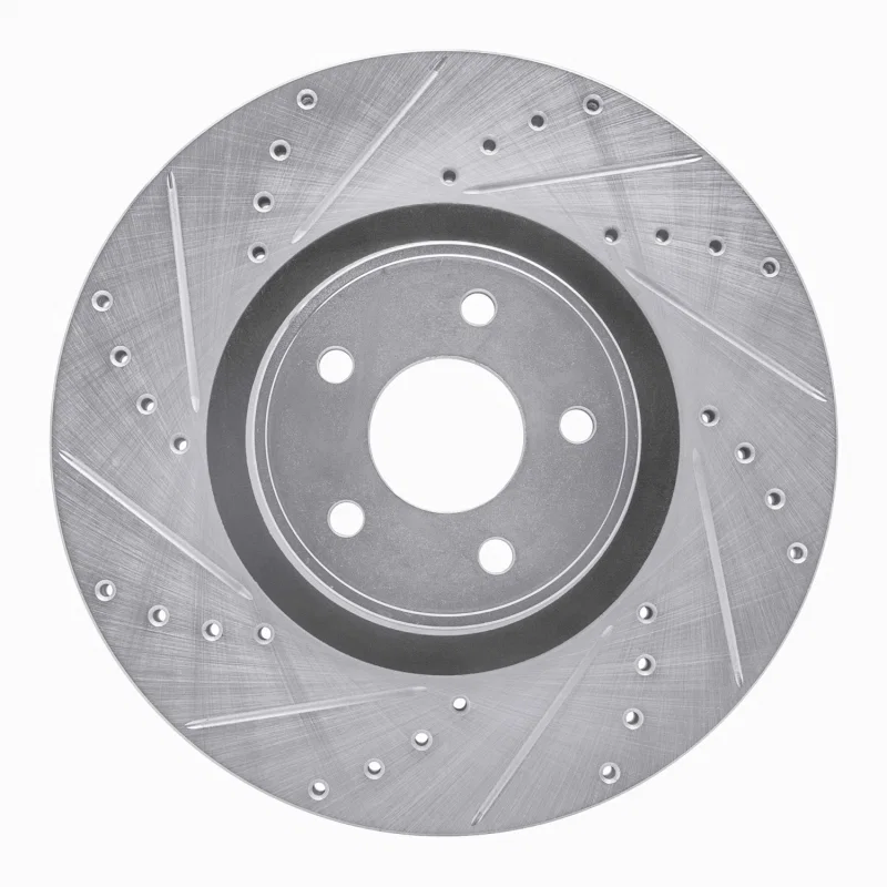 R1 Concepts 631-54082L, R1 14-19 Ford Focus Front Left Drilled & Slotted Silver Brake Rotor