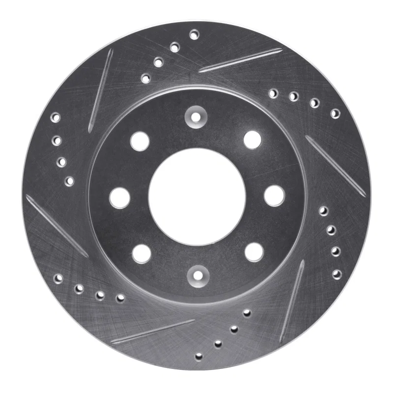 R1 Concepts 631-72022L, R1 88-07 Dodge Colt Front Left Drilled & Slotted Silver Brake Rotor