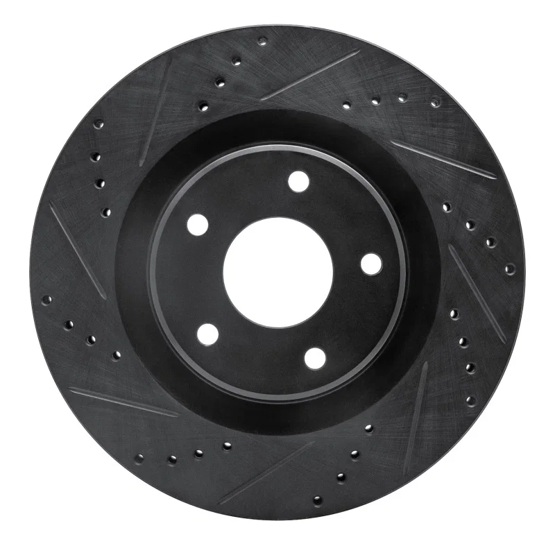 R1 Concepts 633-46018L, R1 05-13 Cadillac XLR Front Left Drilled & Slotted Black Brake Rotor