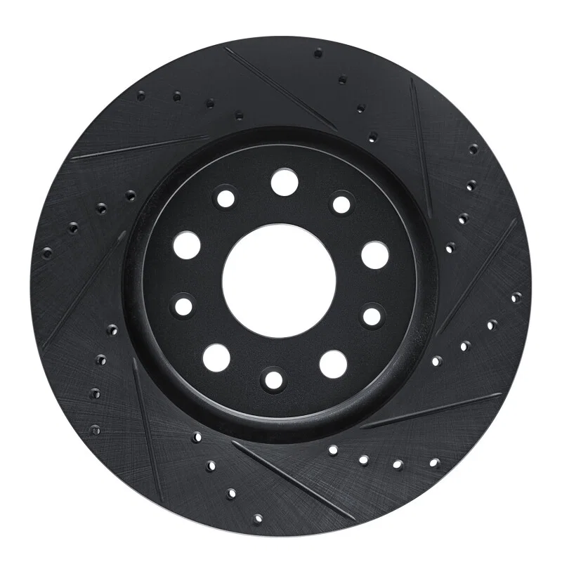 R1 Concepts 633-42038R, R1 18-25 Jeep Gladiator Front Right Drilled & Slotted Black Brake Rotor