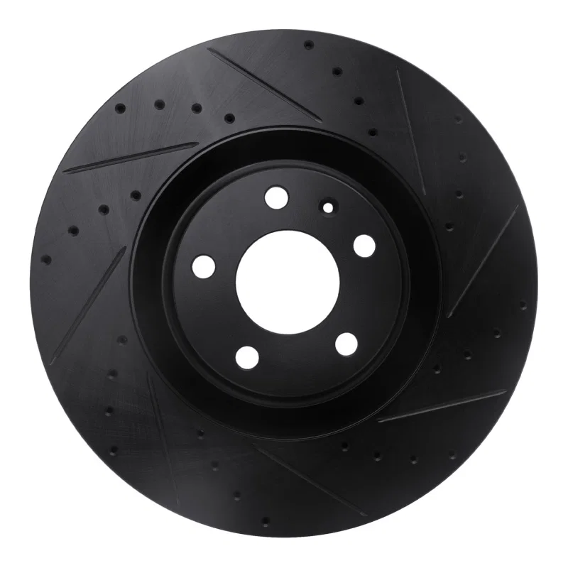 R1 Concepts 633-73031R, R1 04-09 Audi S4 Front Right Drilled & Slotted Black Brake Rotor