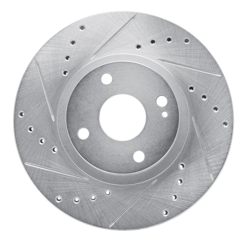 R1 Concepts 631-80036L, R1 01-05 Mazda Miata Front Left Drilled & Slotted Silver Brake Rotor