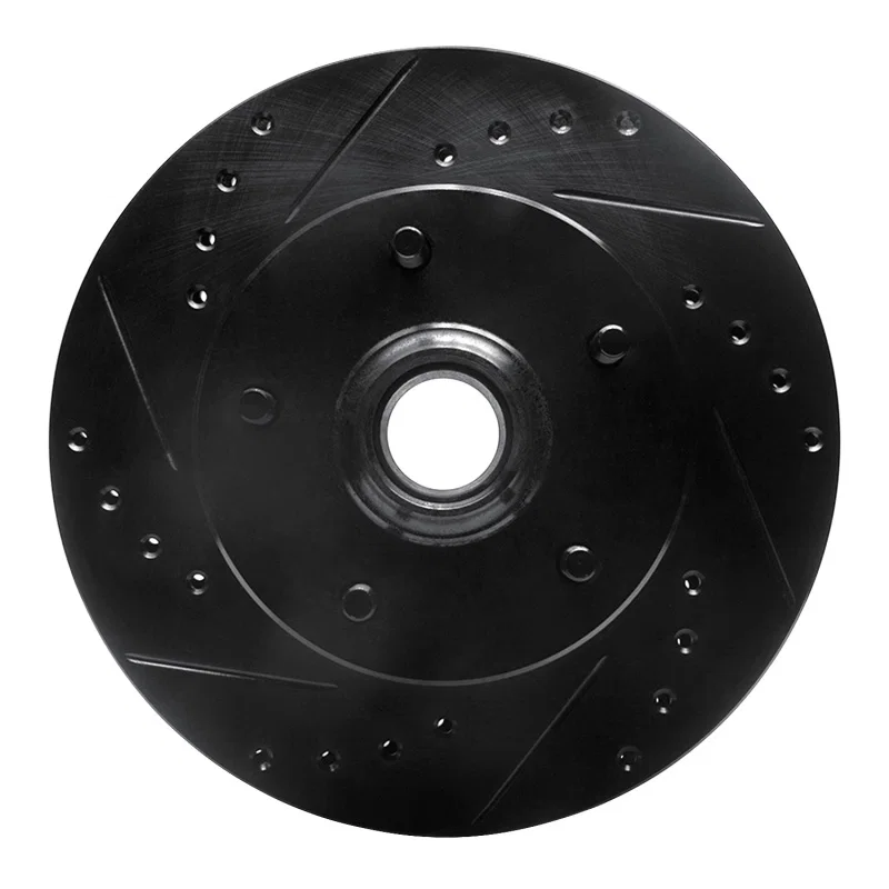 R1 Concepts 633-47004L, R1 67-74 Buick Gran Sport Front Left Drilled & Slotted Black Brake Rotor