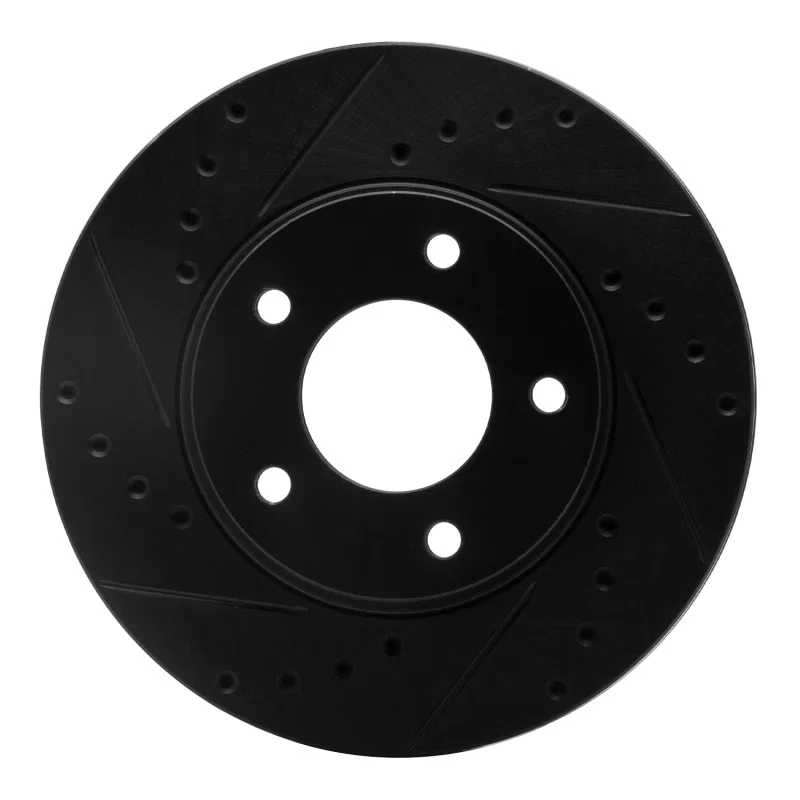 R1 Concepts 633-80027L, R1 92-03 Mazda 929 Front Left Drilled & Slotted Black Brake Rotor