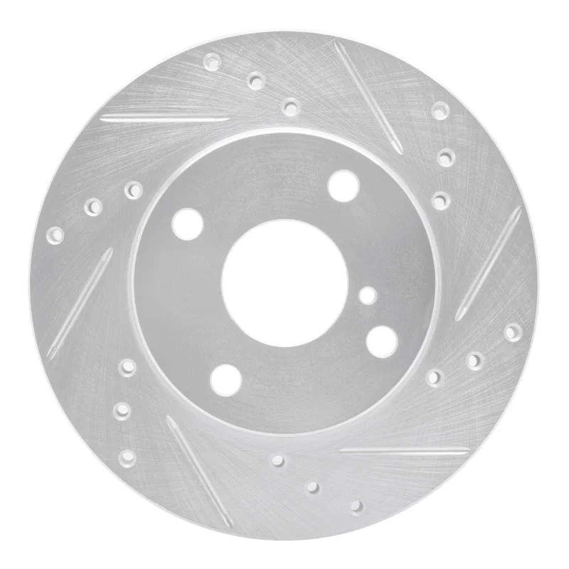 R1 Concepts 631-80022R, R1 90-93 Mazda Miata Front Right Drilled & Slotted Silver Brake Rotor