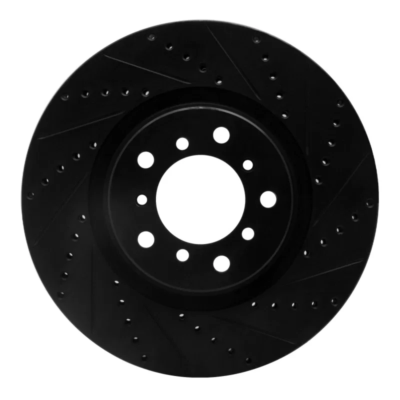 R1 Concepts 633-31054D, R1 01-06 BMW M3 Left Front Drilled & Slotted Black Brake Rotor
