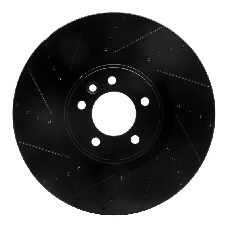 R1 Concepts 633-11021L, R1 2010-2017 Land Rover Range Rover Front Left Drilled & Slotted Black Brake Rotor